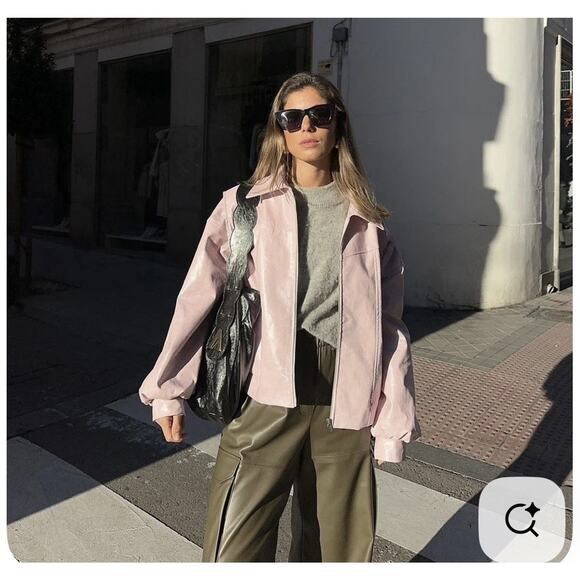 Vintage Blush Pink 100% Suede Leather Jacket Patina Small - Picture 13 of 13